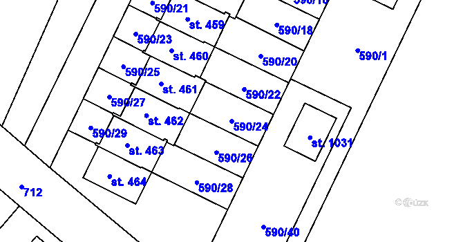 Parcela st. 590/24 v KÚ Líbeznice, Katastrální mapa