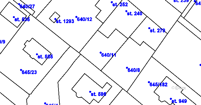Parcela st. 640/11 v KÚ Líbeznice, Katastrální mapa