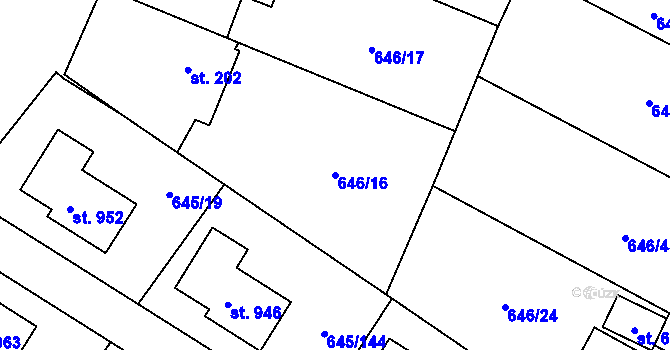 Parcela st. 646/16 v KÚ Líbeznice, Katastrální mapa