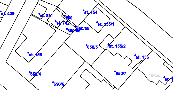 Parcela st. 650/5 v KÚ Líbeznice, Katastrální mapa