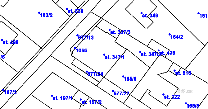 Parcela st. 347/1 v KÚ Líbeznice, Katastrální mapa