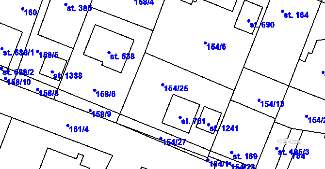 Parcela st. 154/25 v KÚ Líbeznice, Katastrální mapa
