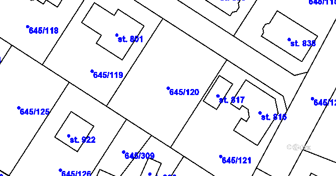 Parcela st. 645/120 v KÚ Líbeznice, Katastrální mapa