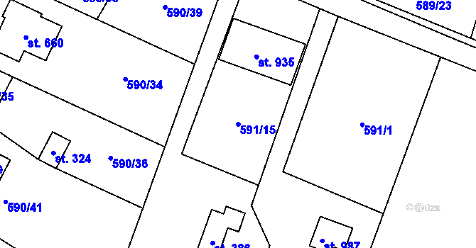 Parcela st. 591/15 v KÚ Líbeznice, Katastrální mapa