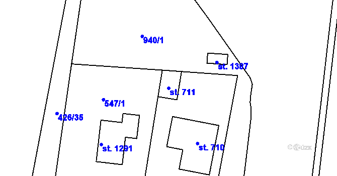 Parcela st. 711 v KÚ Líbeznice, Katastrální mapa