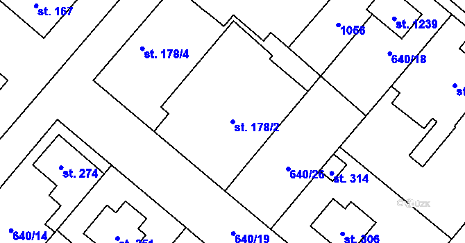 Parcela st. 178/2 v KÚ Líbeznice, Katastrální mapa
