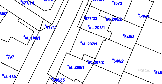 Parcela st. 207/1 v KÚ Líbeznice, Katastrální mapa