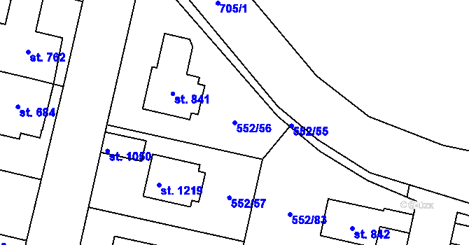 Parcela st. 552/56 v KÚ Líbeznice, Katastrální mapa