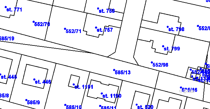 Parcela st. 585/26 v KÚ Líbeznice, Katastrální mapa