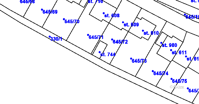 Parcela st. 744 v KÚ Líbeznice, Katastrální mapa