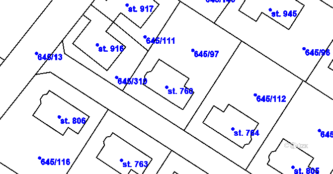 Parcela st. 760 v KÚ Líbeznice, Katastrální mapa