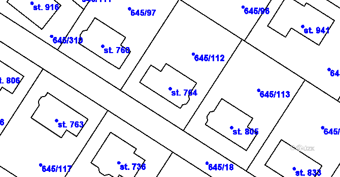 Parcela st. 764 v KÚ Líbeznice, Katastrální mapa