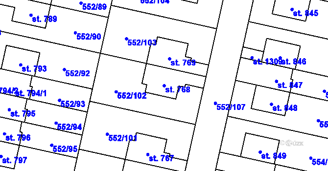 Parcela st. 768 v KÚ Líbeznice, Katastrální mapa
