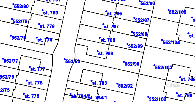 Parcela st. 789 v KÚ Líbeznice, Katastrální mapa