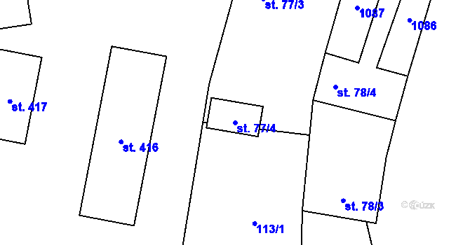 Parcela st. 77/4 v KÚ Líbeznice, Katastrální mapa