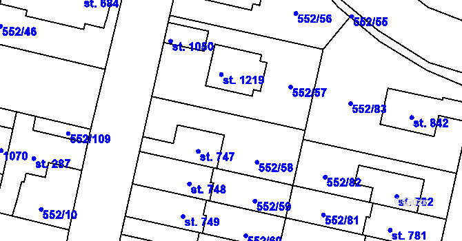 Parcela st. 552/108 v KÚ Líbeznice, Katastrální mapa