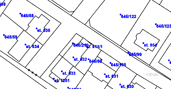 Parcela st. 811/1 v KÚ Líbeznice, Katastrální mapa