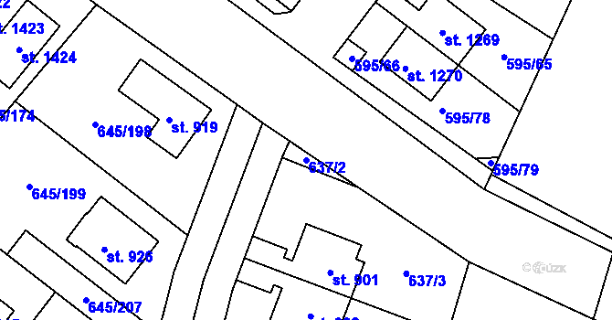 Parcela st. 637/2 v KÚ Líbeznice, Katastrální mapa