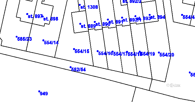 Parcela st. 554/16 v KÚ Líbeznice, Katastrální mapa