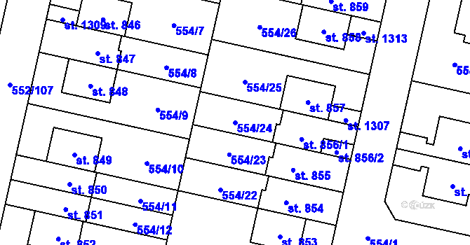 Parcela st. 554/24 v KÚ Líbeznice, Katastrální mapa