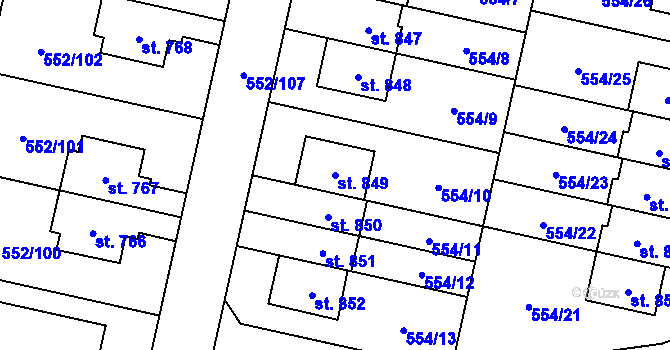 Parcela st. 849 v KÚ Líbeznice, Katastrální mapa