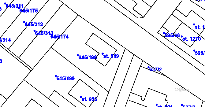 Parcela st. 919 v KÚ Líbeznice, Katastrální mapa