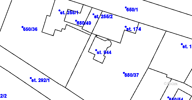 Parcela st. 944 v KÚ Líbeznice, Katastrální mapa