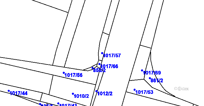 Parcela st. 1017/57 v KÚ Líbeznice, Katastrální mapa