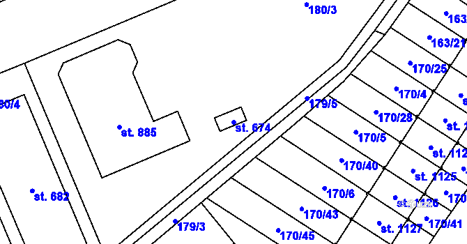 Parcela st. 674 v KÚ Líbeznice, Katastrální mapa