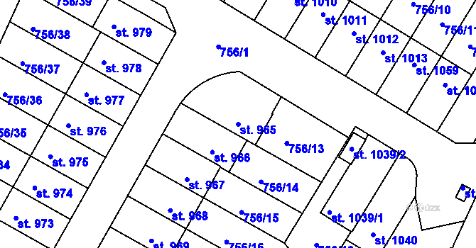 Parcela st. 965 v KÚ Líbeznice, Katastrální mapa