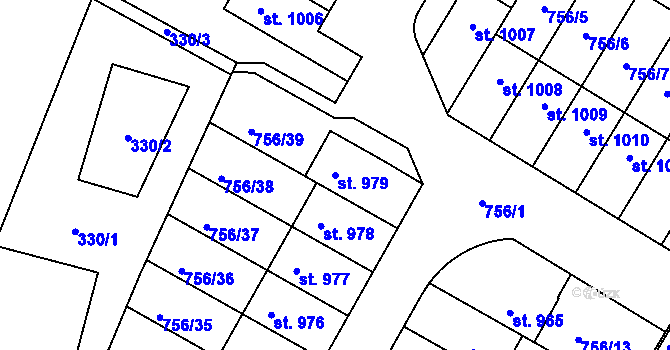 Parcela st. 979 v KÚ Líbeznice, Katastrální mapa