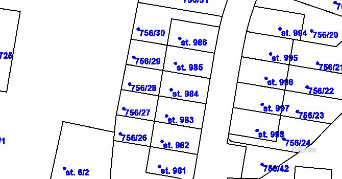 Parcela st. 984 v KÚ Líbeznice, Katastrální mapa