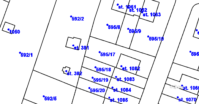 Parcela st. 595/17 v KÚ Líbeznice, Katastrální mapa