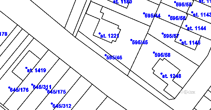 Parcela st. 595/46 v KÚ Líbeznice, Katastrální mapa