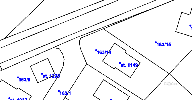 Parcela st. 163/14 v KÚ Líbeznice, Katastrální mapa