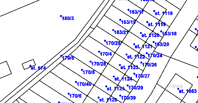 Parcela st. 170/4 v KÚ Líbeznice, Katastrální mapa