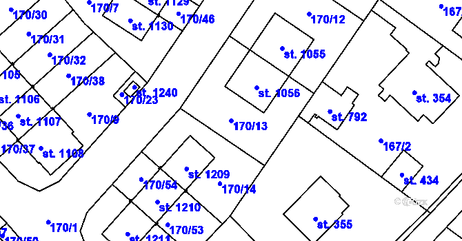 Parcela st. 170/13 v KÚ Líbeznice, Katastrální mapa