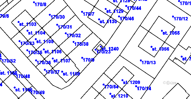 Parcela st. 170/23 v KÚ Líbeznice, Katastrální mapa