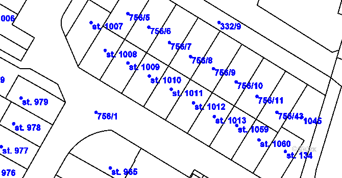 Parcela st. 1011 v KÚ Líbeznice, Katastrální mapa