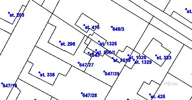 Parcela st. 506/1 v KÚ Líbeznice, Katastrální mapa