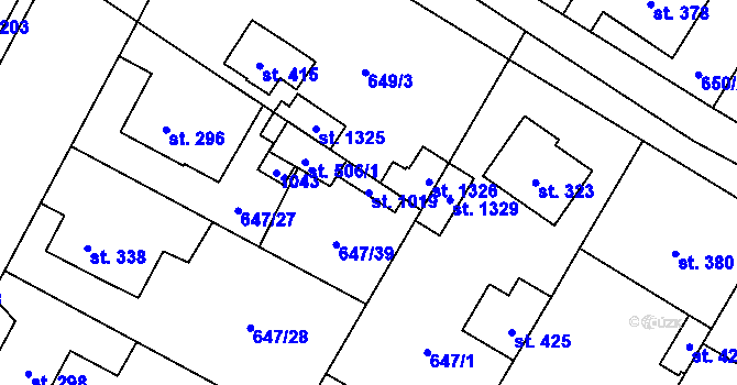 Parcela st. 1019 v KÚ Líbeznice, Katastrální mapa