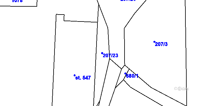 Parcela st. 207/23 v KÚ Líbeznice, Katastrální mapa