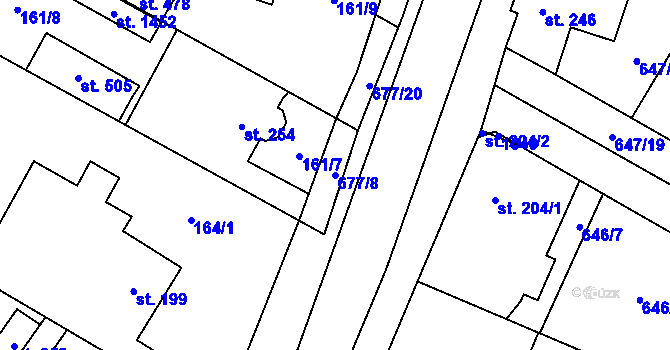 Parcela st. 677/8 v KÚ Líbeznice, Katastrální mapa