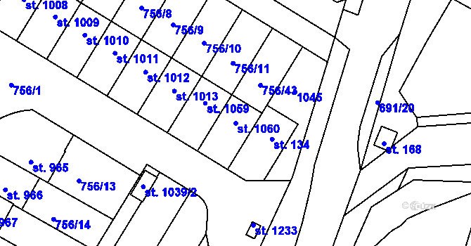 Parcela st. 1060 v KÚ Líbeznice, Katastrální mapa