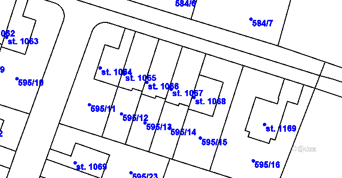 Parcela st. 1067 v KÚ Líbeznice, Katastrální mapa