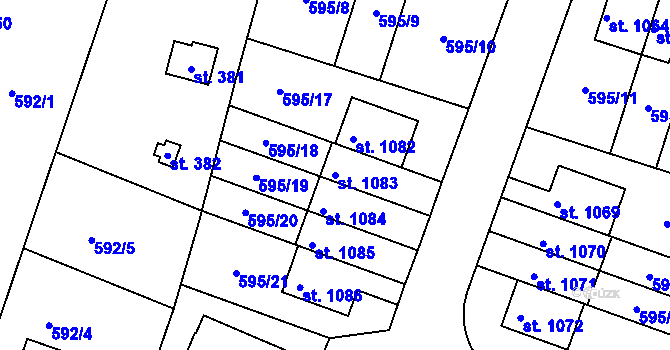 Parcela st. 1083 v KÚ Líbeznice, Katastrální mapa