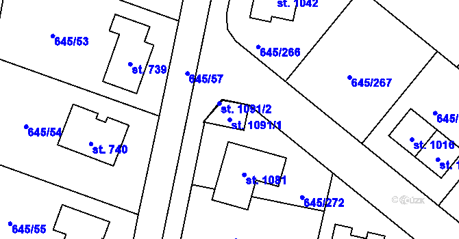 Parcela st. 1091/1 v KÚ Líbeznice, Katastrální mapa