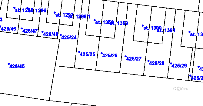 Parcela st. 425/26 v KÚ Líbeznice, Katastrální mapa