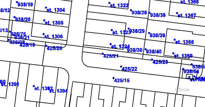 Parcela st. 425/21 v KÚ Líbeznice, Katastrální mapa