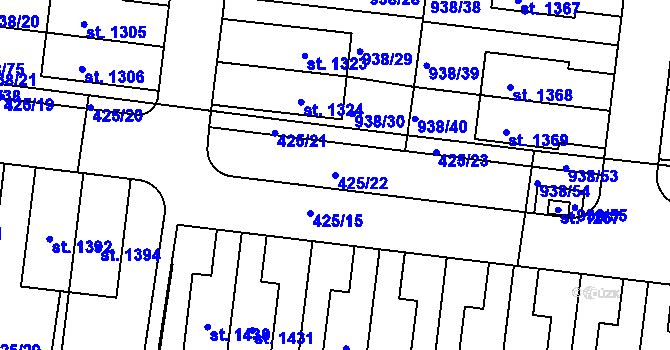 Parcela st. 425/22 v KÚ Líbeznice, Katastrální mapa